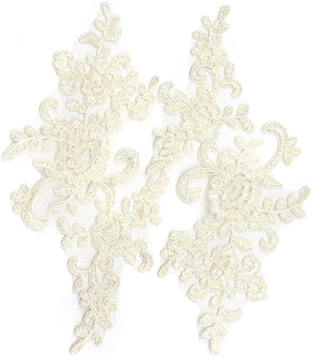 AUEAR, 2 Pack White Flower Lace Applique Lace Patches for Wedding Dress DIY Clothing Flower Applique Collar Material